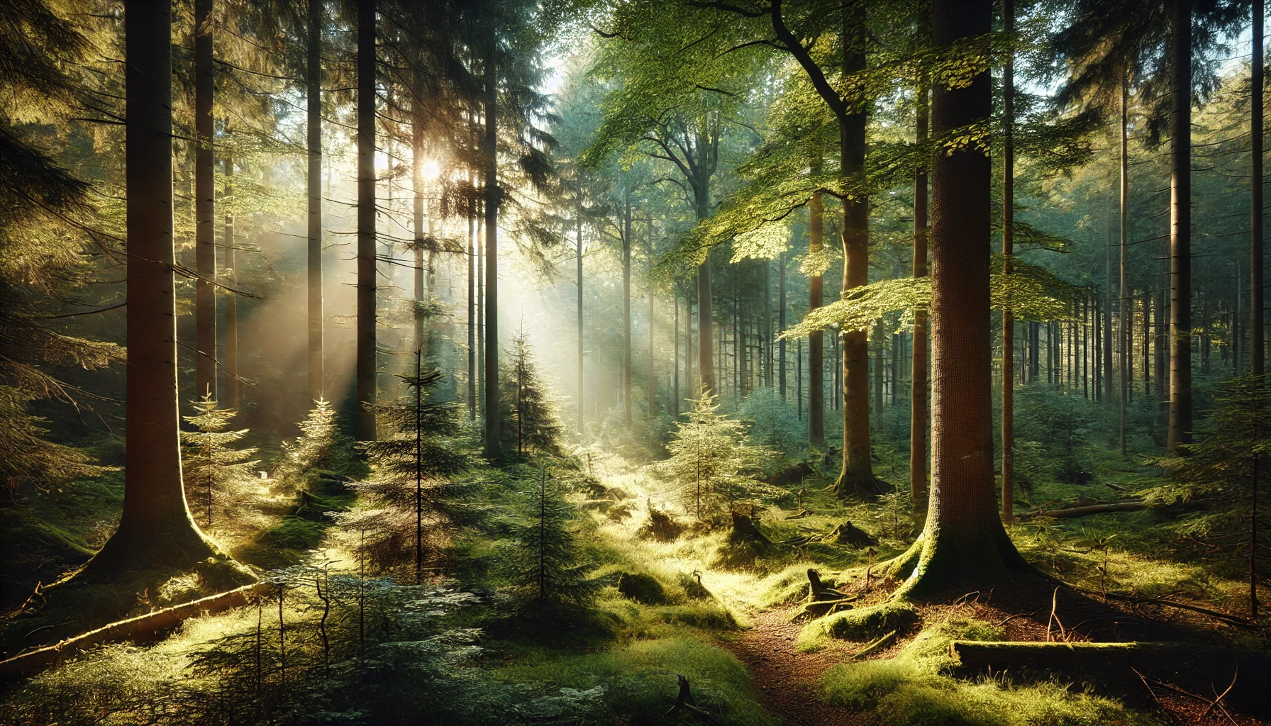 Wald im Sonnenschein